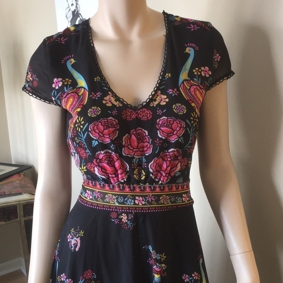 Peacocks & Flowers Bohemia Dress. P/A1023/3 - Picture 4 of 6